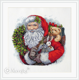 Santa with Wreath Aida Merejka Borduurpakket