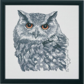 Owl in Grey Eavenwave Borduurpakket Permin
