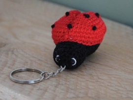 Ladybug Keychain Crochet Durable Coral