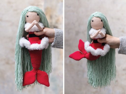 Kerst zeemeermin Marella - gehaakt - Durable Cosy Fine, Glam & Furry