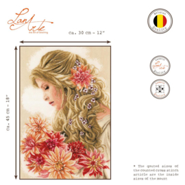 Dame met de dahlia's - linnen Lanarte telpakket