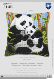 Pandafamilie - Kruissteekkussen voorbedrukt - Vervaco