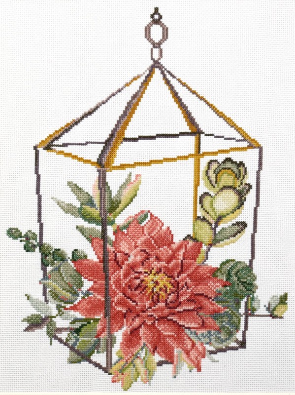 Succulent garden 2 - voordedrukt aida borduurpakket - Ladybird