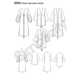 8553 A Simplicity Naaipatroon | Kimono/Ochtendjas met Variatie XXS-XXL