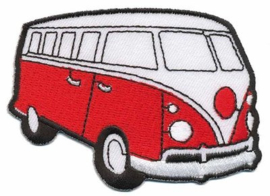 Rood Volkswagen Bus Opstrijkbare Applicatie