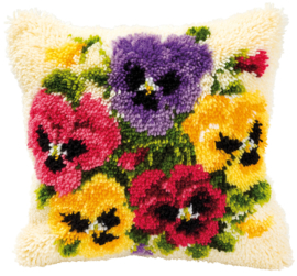Violets Latch Hook Cushion Vervaco