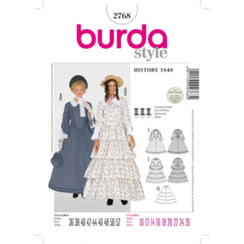 2768 History 1848 Vrouwen Jurk Burda Style Maat 36 - 52