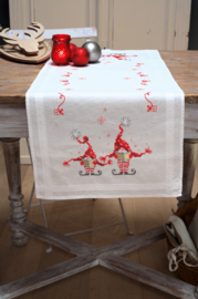 Christmas Gnomes Pre Printed Table Runner Vervaco Embroidery Kit