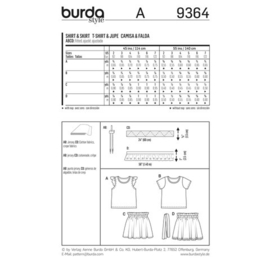 9364 Burda Naaipatroon - Shirt en Rok in variaties