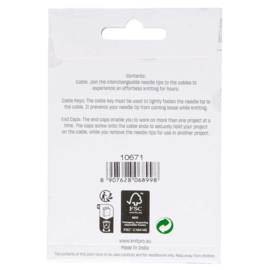 40cm/20cm Zwart - Swivel stainless steel kabel - 360° - KnitPro