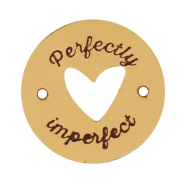 Perfectly imperfect met hart cutout - 24mm ronde leren labels Durable