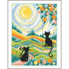 2 Cats in the garden - aida - Vervaco telpakket