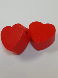 Red 20x18/0.8"x0.7" Heart Wooden Beads