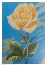 Yellow Rose On Blue Aida Lanarte