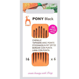 Black Chenille Borduurnaalden met Punt 16 | Pony
