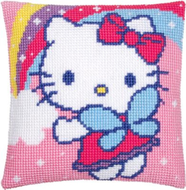 Hello Kitty met Regenboog Kruissteekkussen Vervaco