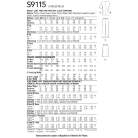 9115 U5 Simplicity Naaipatroon | Top met mouw variatie, broek en rok 42-50