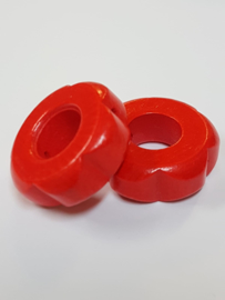 Red 31mm/1.2" Bloom Lacquered Wooden Beads