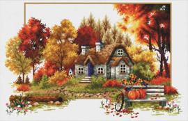 Autumn Cottage | Voorbedrukt Borduurpakket | Needleart World
