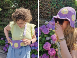 Festival hoedje en tasje - gehaakt - Durable Coral