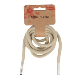 886 Beige 6mm 1,25m Hoodie koord met koordeinden | Opry