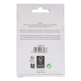 80cm Zwart met zilveren connector Swivel stainless steel kabel - 360°- KnitPro