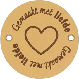 Gemaakt met liefde - 35mm ronde leren labels Durable