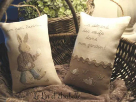 Coussin lapin de Pâques / Kussen Paashaas | Borduurpatroon | Le Lin d'Isabelle