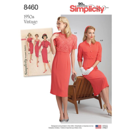 8460 H5 Simplicity Naaipatroon | Vintage 1950 Jurk en vestje met variatie maat 32 -40