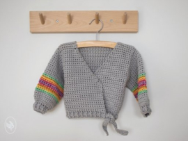 Baby Cardigan Rainbow Crochet Durable Cosy Fine (Faded)