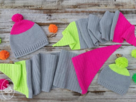 Neon Dipped Scarf & Hat Crochet Durable Cosy Fine