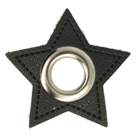 Black Star 8mm Nickel Faux Leather Eyelet
