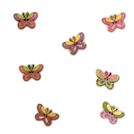 25mm Butterfly Wooden Button