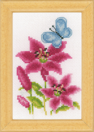 Bloemen en Vlinders | Miniatuur Aida set van 3 |  Vervaco