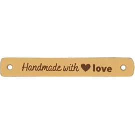 Handmade with ♥ love - 7x1cm leren label - Durable