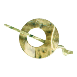Army Green Marble Round Shawl Pin