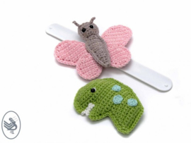 Slap Bracelet Butterfly & Dinosaur Crochet Durable Coral