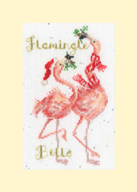 Flamingle Bells | Aida telpakket kaart | XMAS68 | Bothy Threads