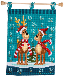 Elanden met sjaals Kruissteekwandkleed (Adventkalender) Vervaco