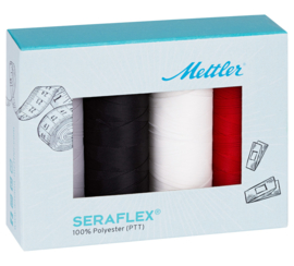 Seraflex Box met 4 Kleuren | Elastisch Naaigaren 130mtr | Mettler