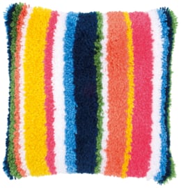 Bright Stripes Latch Hook Cushion Vervaco