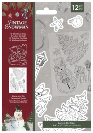 O' Christmas tree | Vintage Snowman | Clear acrylic stamp & cutting dies | Crafter's Companion
