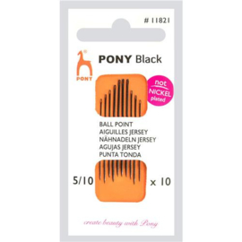Black 5/10 Ball Point Stretch Naalden | Pony