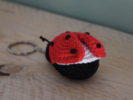 Ladybug Keychain Crochet Durable Coral