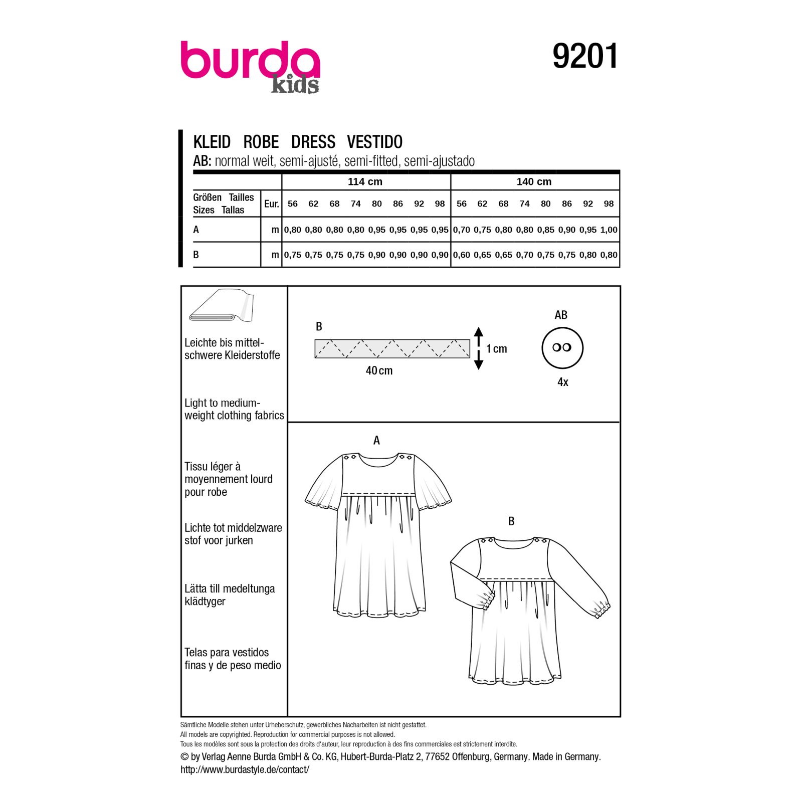 9201 Burda Naaipatroon | Jurk in variatie