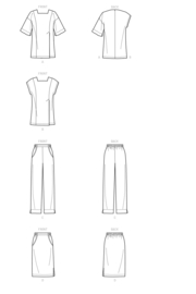 9115 H5 Simplicity Naaipatroon | Top met mouw variatie, broek en rok 32-40