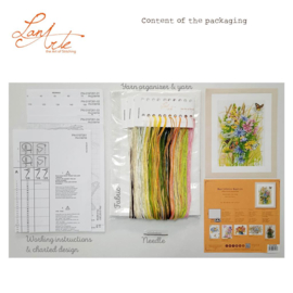Wilde bloemen en vlinders - evenweave - Marjolein Bastin - Lanarte telpakket