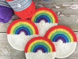 Rainbow Coasters Crochet Durable Coral