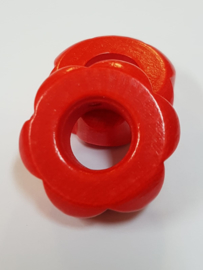 Red 31mm/1.2" Bloom Lacquered Wooden Beads