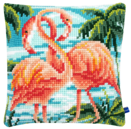 Flamingo's Kruissteekkussen Vervaco